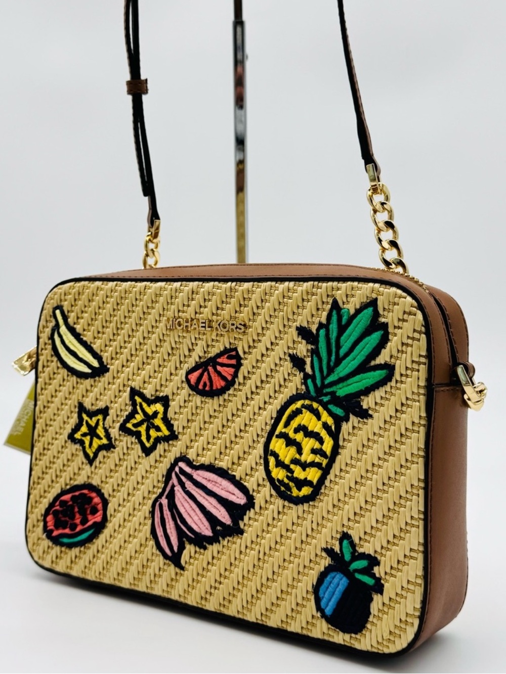 Michael Kors Island Escape Large Jet Set Item EW Xbody Bag Natural Multi